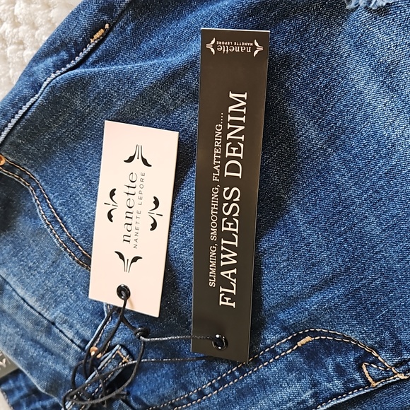 NANETTE LEPORE WOMENS WASHED BLUE DISTRESSED JEANS SIZE 8 NEW WITH TAGS - Picture 5 of 15